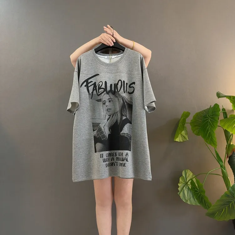 新款涂鸦风百搭休闲大T中长款T恤半袖