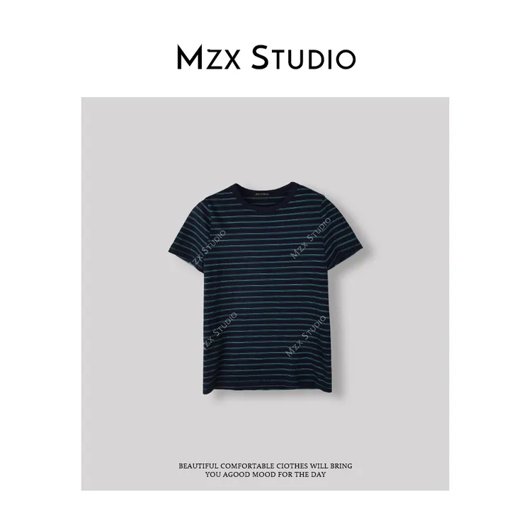 MZX夏季全棉日系条纹百搭短袖上衣SY7191-Y