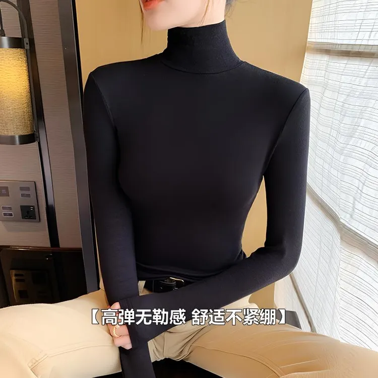 【爆款推荐】加磨毛高领显瘦内搭打底衫显身材百搭内搭长袖T恤