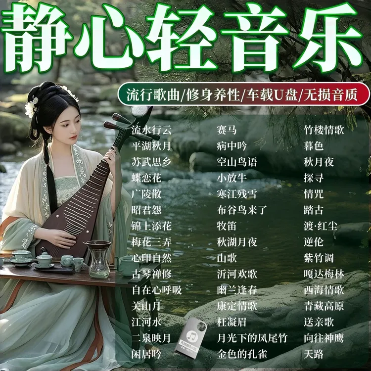 2025茶室休闲静心轻音乐u盘精选高雅古典高音质纯音乐MP3通用优盘