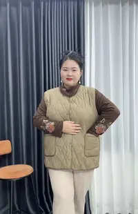 120-260斤秋冬加绒加厚马甲中老年加肥加大胖妈妈保暖洋气坎肩女