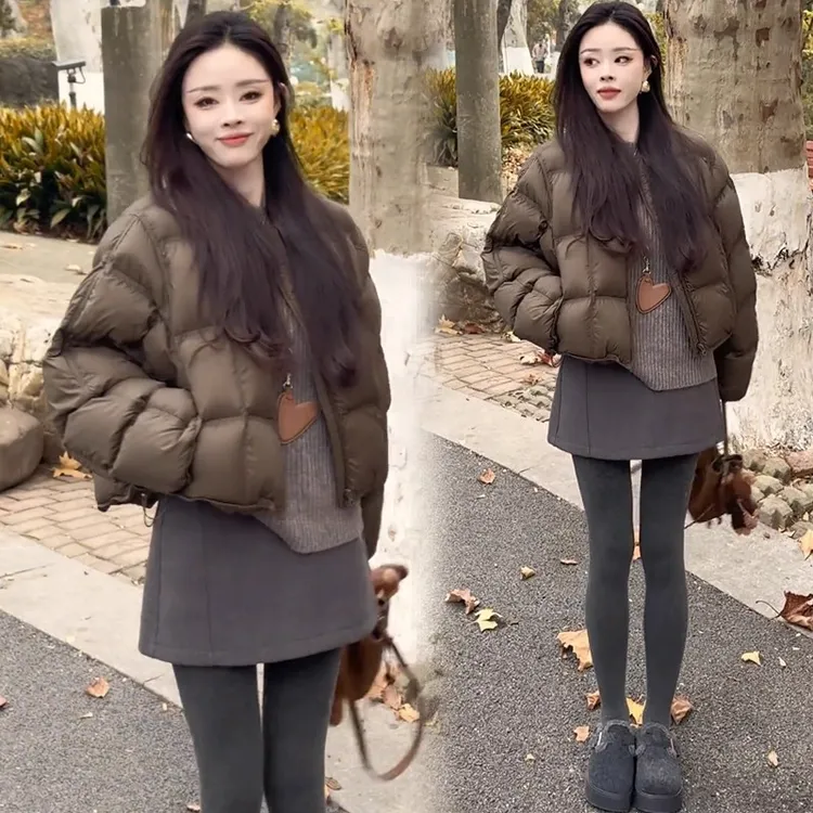 时尚短款面包棉服女2025冬季新款韩版宽松加厚保暖服棉袄外套