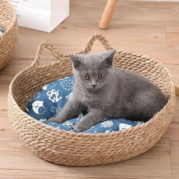 藤编猫窝四季通用夏季猫咪睡窝幼猫床宠物用品大全