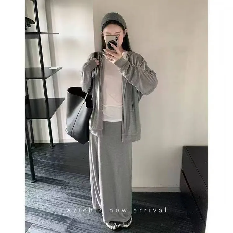轻熟风甜酷INS风纯欲风时尚套装卫衣连帽运动网红春秋显瘦百搭