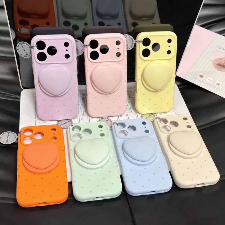 磁吸爱心图案液态硅胶全包ai按键适用苹果iPhone17promax手机壳