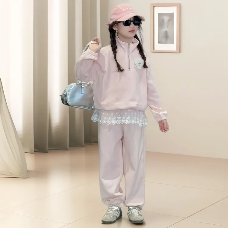 女童休闲长裤套装女孩儿童秋季简约洋气时尚潮流长袖宽松舒适韩系