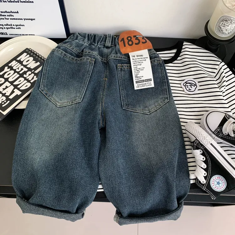 男童春秋装牛仔裤2025新款儿童韩版宽松裤子酷帅小男孩休闲长裤潮