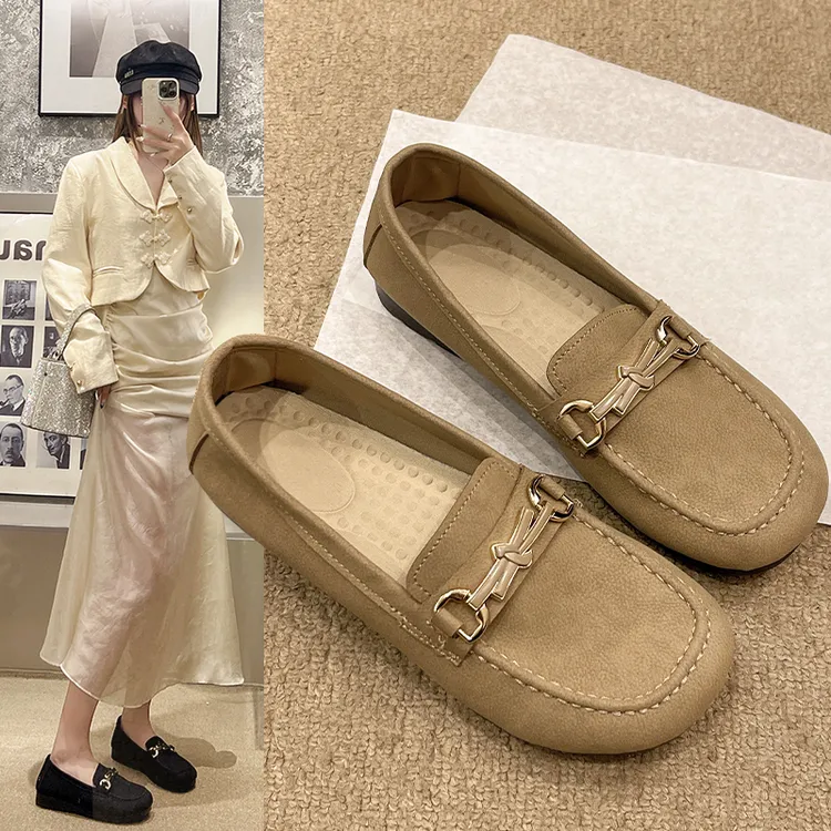 2025春秋新款女单鞋韩版时尚百搭豆豆鞋一脚蹬浅口软底蝴蝶结女鞋