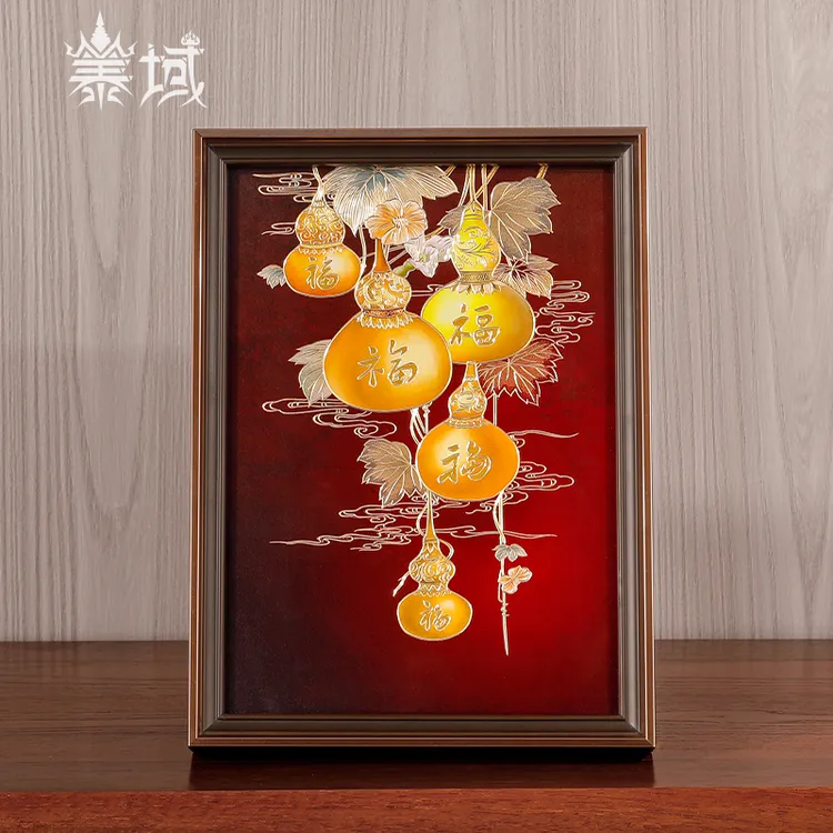 泰域铜雕画《五福临门》餐厅书房现代风格画 床头装饰画摆台B2-861