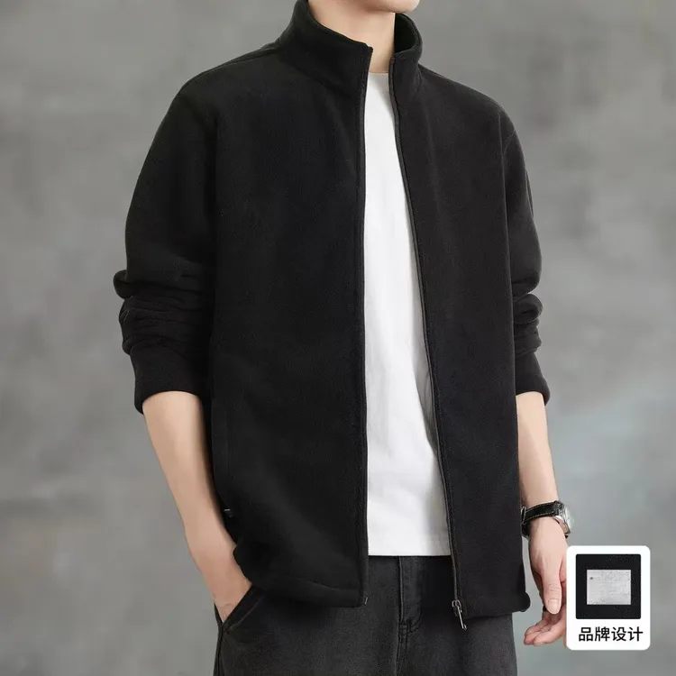 秋冬新款加绒长绒棉空气感美式拉链卫衣长袖休闲运动外套