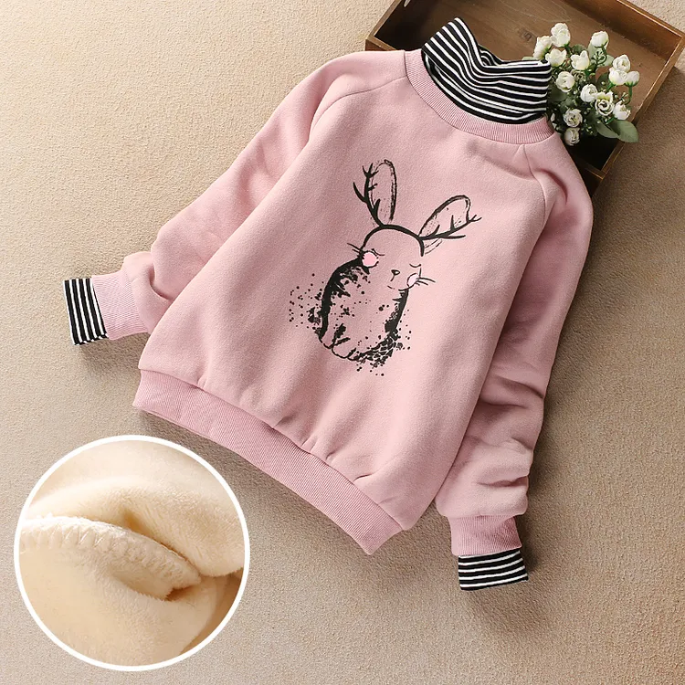 女童加绒加厚卫衣冬季2025新款中大童保暖上衣儿童女孩儿童衣服