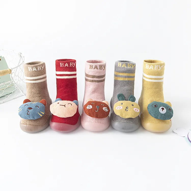室内隔凉男女童学步鞋袜动物中筒点胶秋冬儿童婴儿地板鞋1-3岁