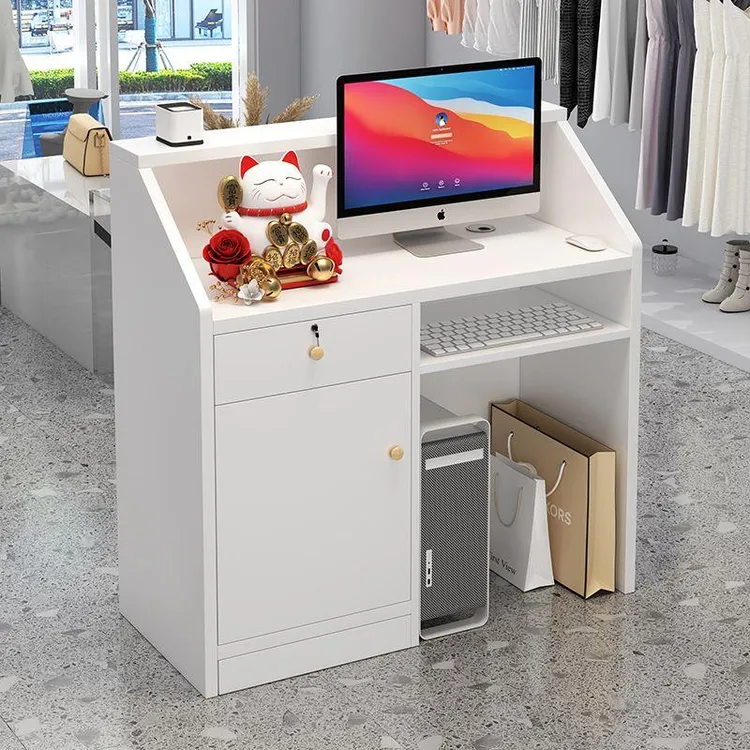 店铺简约现代吧台收银台前台桌小型柜台美容院服装店美容院接待台