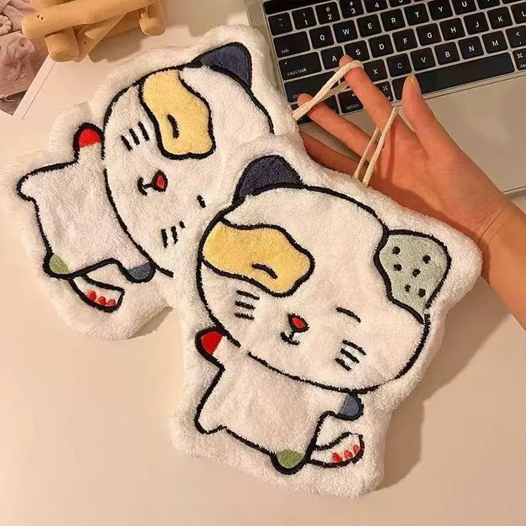 可爱小怪手巾不掉挂式吸水速干卫生间毛巾卡通加厚手帕厨房抹布TT