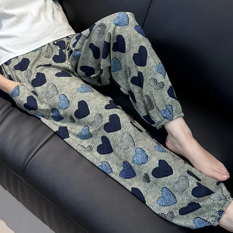 秋季新款棉绸睡裤女士大码人造棉绸沙滩防蚊女家居服束脚遛弯长裤