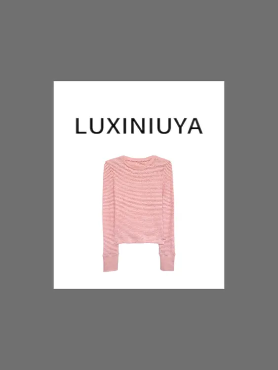 【LUXINIUYA】蜜桃切片 新款毛绒感经典条纹设计感上衣 #QDS254