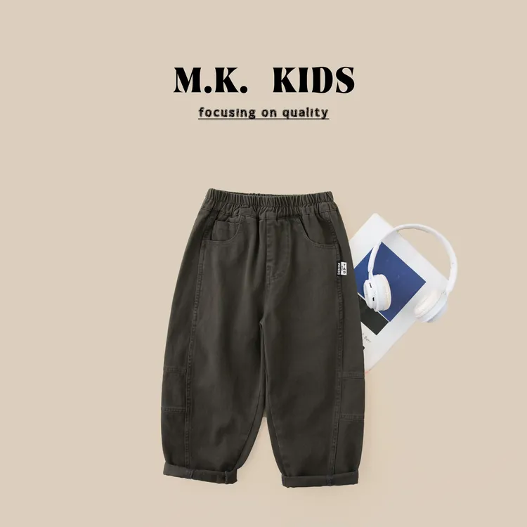 儿童裤子2025新款男童秋季潮流时尚秋款纯棉休闲裤QF9321华子童装