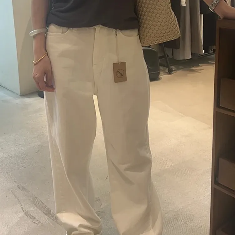 夏季牛仔裤女士女装白色休闲裤春秋宽松韩版百搭
