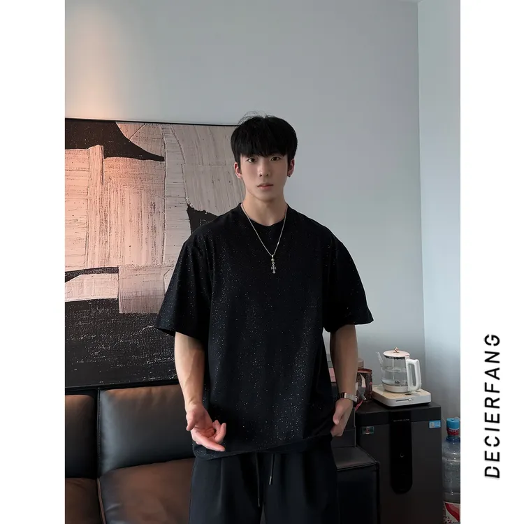 HAIDAN【25夏 细闪星河 】休闲时尚满天星百搭T恤潮牌圆领短袖