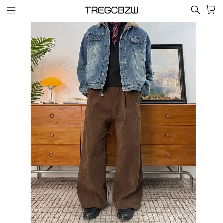 CBZW优质版型~复古水洗灯芯绒休闲裤男cleanfit百搭松弛感‌阔腿裤