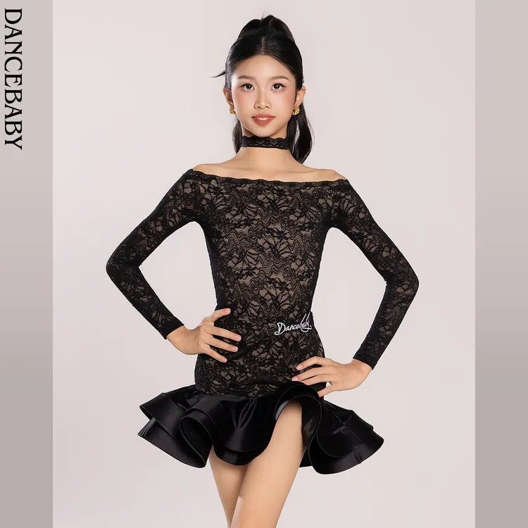 Dancebaby拉丁舞上衣女童新款2025舞衣上衣新款时尚练功服体服D57
