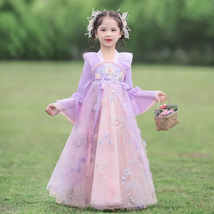 长袖汉服中国风夏季款古风装2025新款春装春季古装仙气儿童演出服