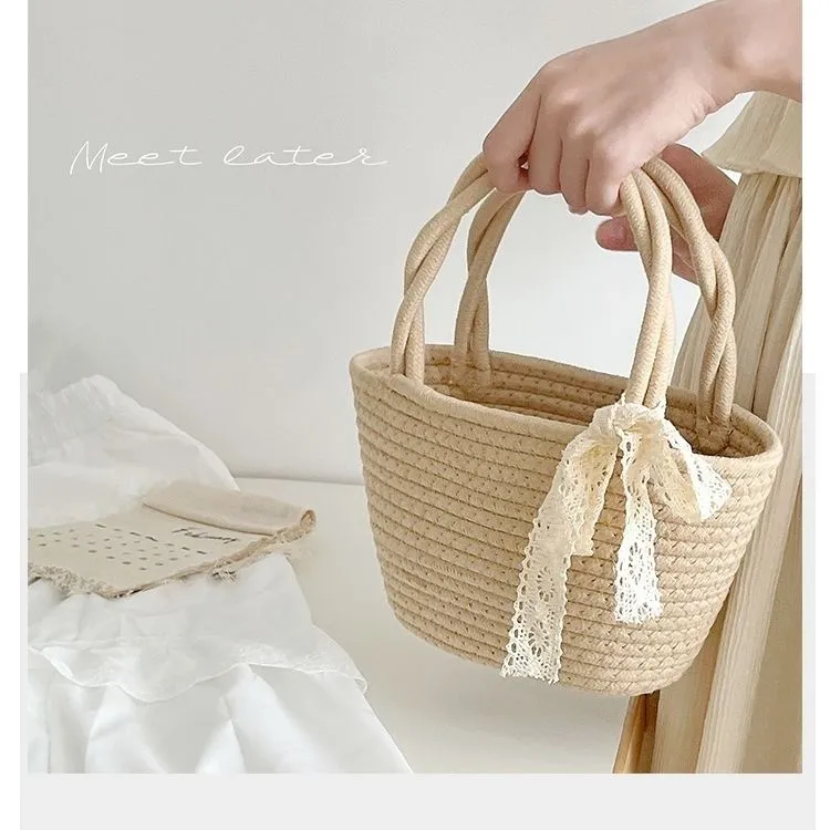 2025新款伴手礼手提包手工编织包度假百搭春季踏青外出洋气手提包