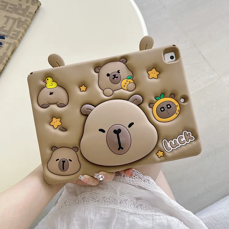 伸缩支架卡皮巴拉ipad11保护壳air7卡通mini7硅胶10代pro11平板套