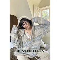 MoNvKiKiPlus2「指尖暖」大码微胖ins博主慵懒感连帽加厚毛衣#B217