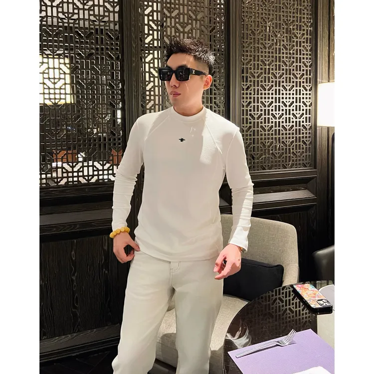 【蜜蜂长袖】秋季莫代尔修身打底上衣蜜蜂刺绣情侣长袖T恤李查德