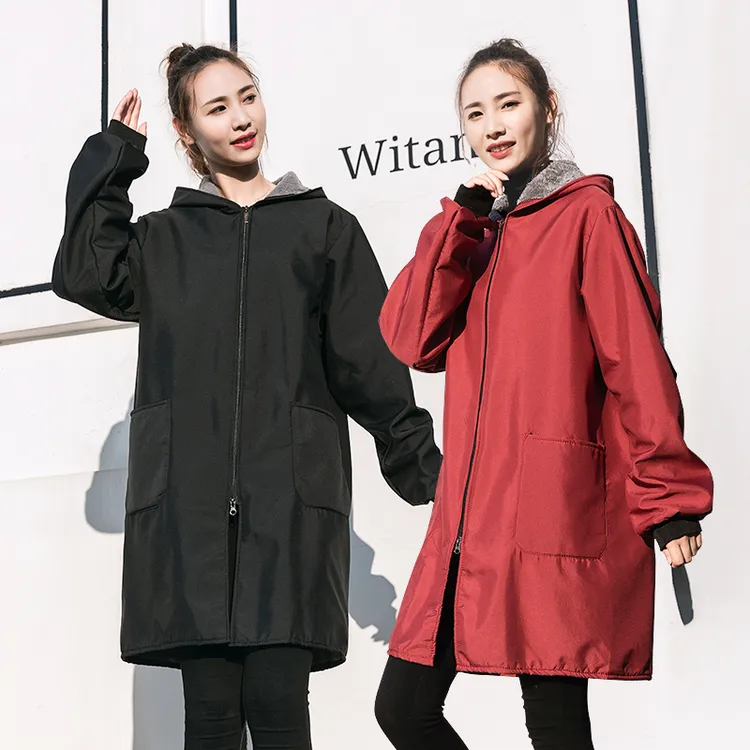 加绒保暖御寒加厚长款围裙家用工作服抗风罩衣耐穿可定制男女同款