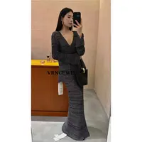 爱唯依（F）-气质款两穿！杂色V领针织连衣裙 （657R5070#）VRNCEWEI