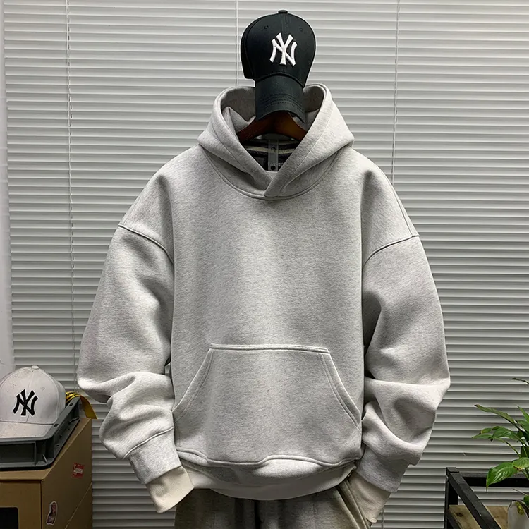 卫衣外套男士重磅连帽青少年高街简约纯色百搭春秋新款休闲帽衫