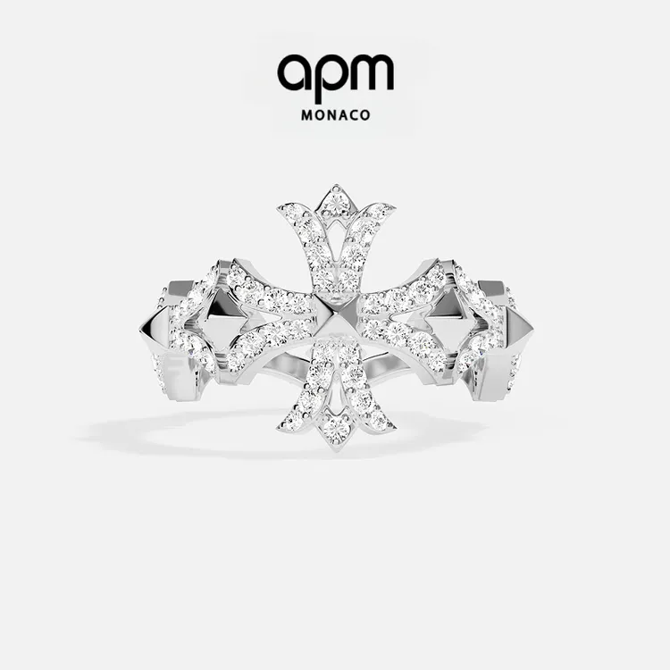 APM Monaco 银白色个性十字架戒指时尚戒指轻奢小众高级感饰品
