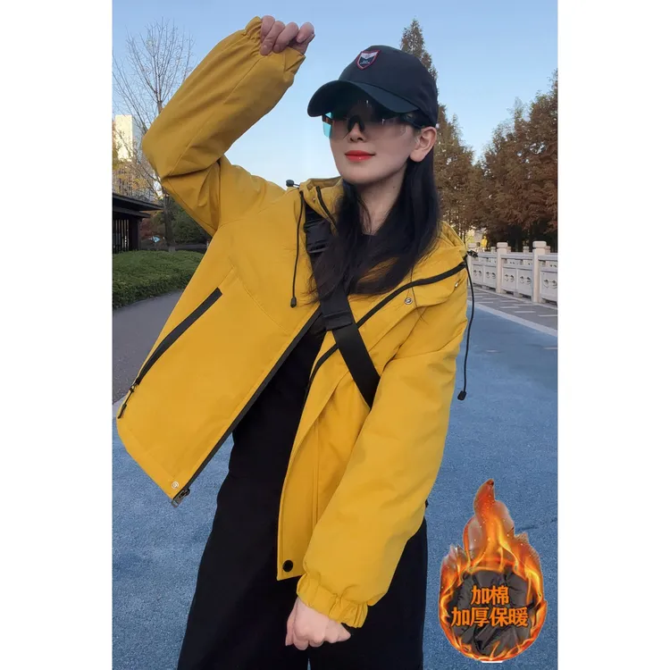 高级感夹棉加厚外套2025秋冬新款今年流行爆款冲锋衣休闲运动棉服