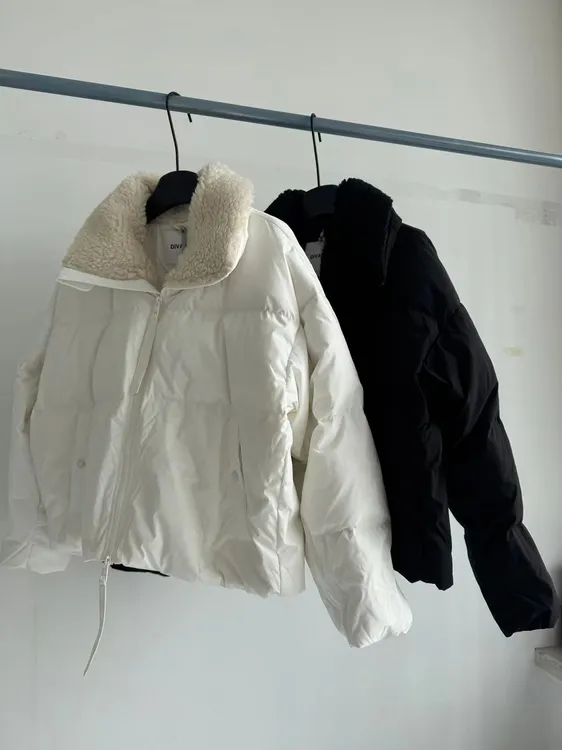 冬季上新  重磅仿羊羔绒毛领龟背羽绒服女