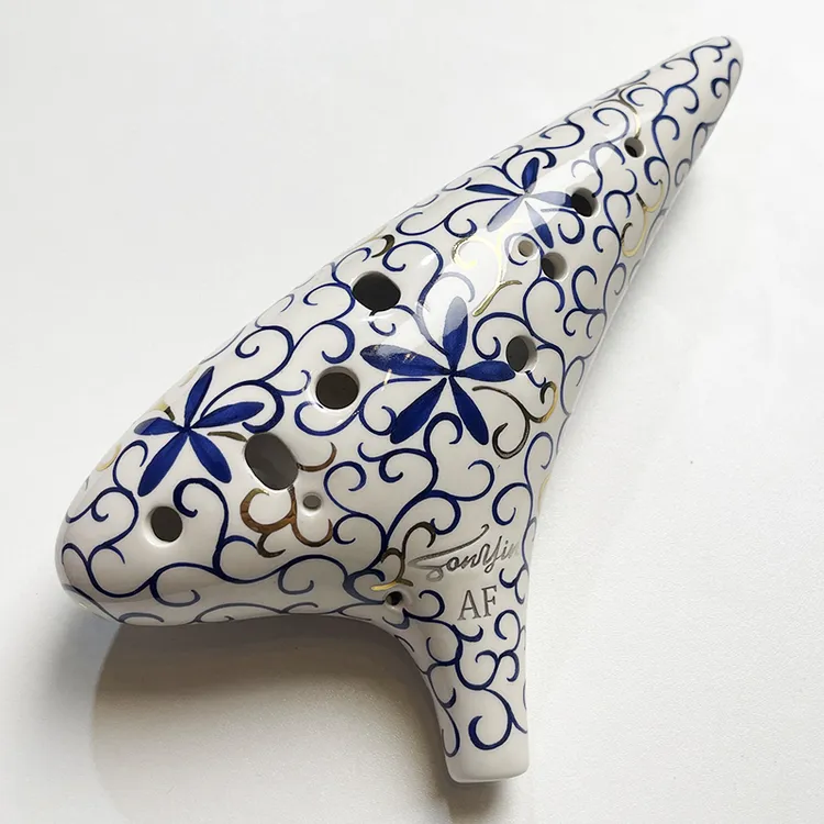 陶笛十二孔 青花AF 中音F调低音沧桑初学者入门演奏级陶瓷乐器