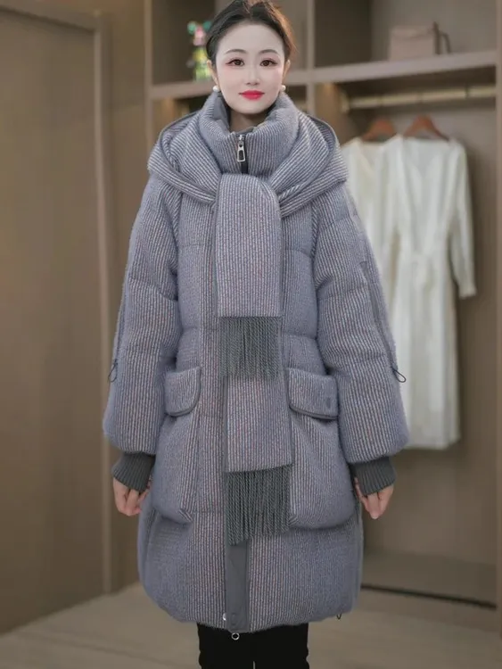 2025冬季奢华优雅慵懒风减龄百搭保暖羽绒服外套M-XL