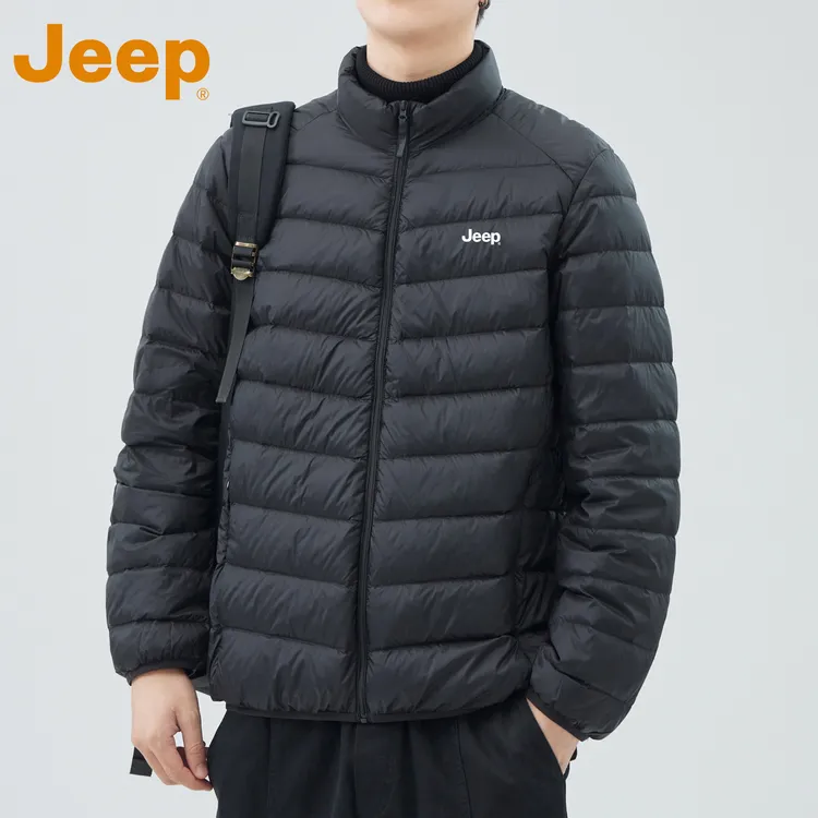 JEEP吉普轻薄短款羽绒服男士冬季宽松休闲保暖防寒立领排骨羽绒服
