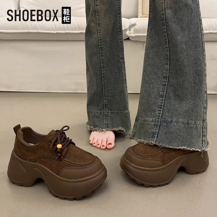 SHOEBOX鞋柜厚底松糕老爹鞋女款秋季超火小个子增高运动休闲鞋