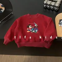 童例「25569小老鼠红色加绒卫衣」冬儿童圆领男女童休闲长袖衫百搭