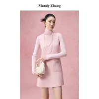 【CC王专属】MandyZhang无袖背心连衣裙女秋冬羊毛短裙MQZ5847