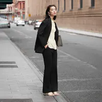 【女装优选WH】播双排扣西装外套 通勤简约西服女BDQ3XD0177
