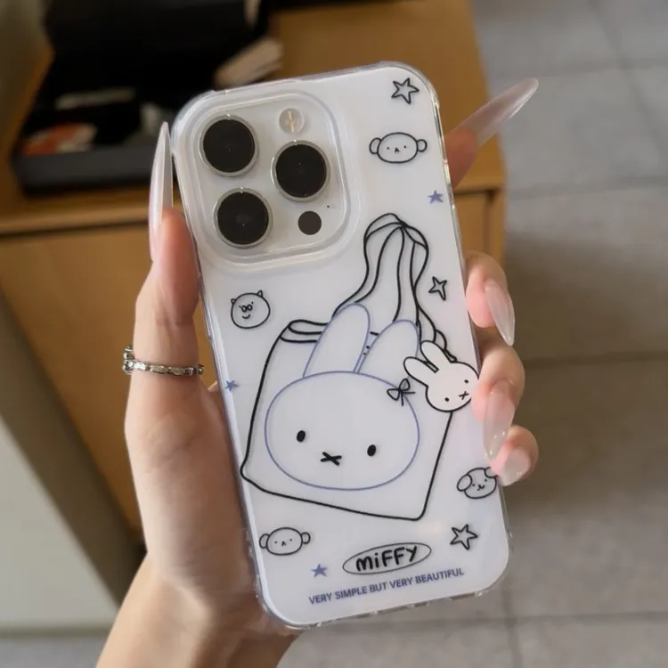 创意线条兔情侣壳适用苹果17pro/16promaxiPhone14手机壳1513