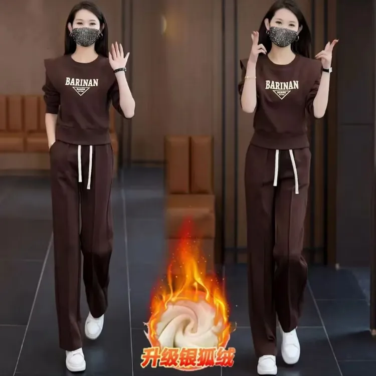 休闲运动套装加厚洋气减龄百搭显瘦女款爆款2025新款高级感秋冬季
