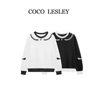 【COCO LESLEY】68280#刺绣拼接卫衣2025秋冬百搭个性潮流上衣