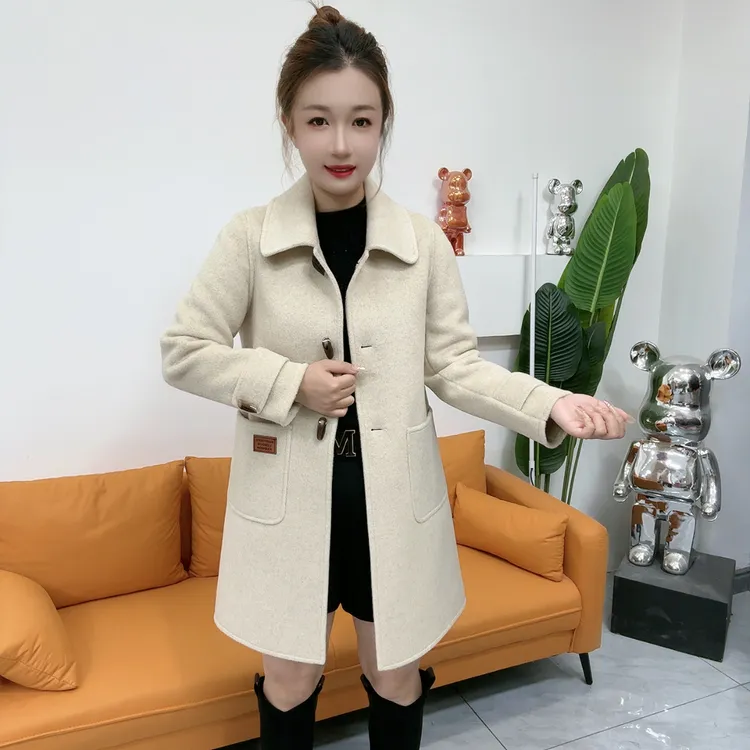 羊毛大衣女2025新款时尚气质翻领洋气韩版大衣外套#2668