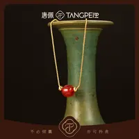 铜合金玻璃项链 设计感【鸿运当头】相思豆红色珠子项链时尚饰品