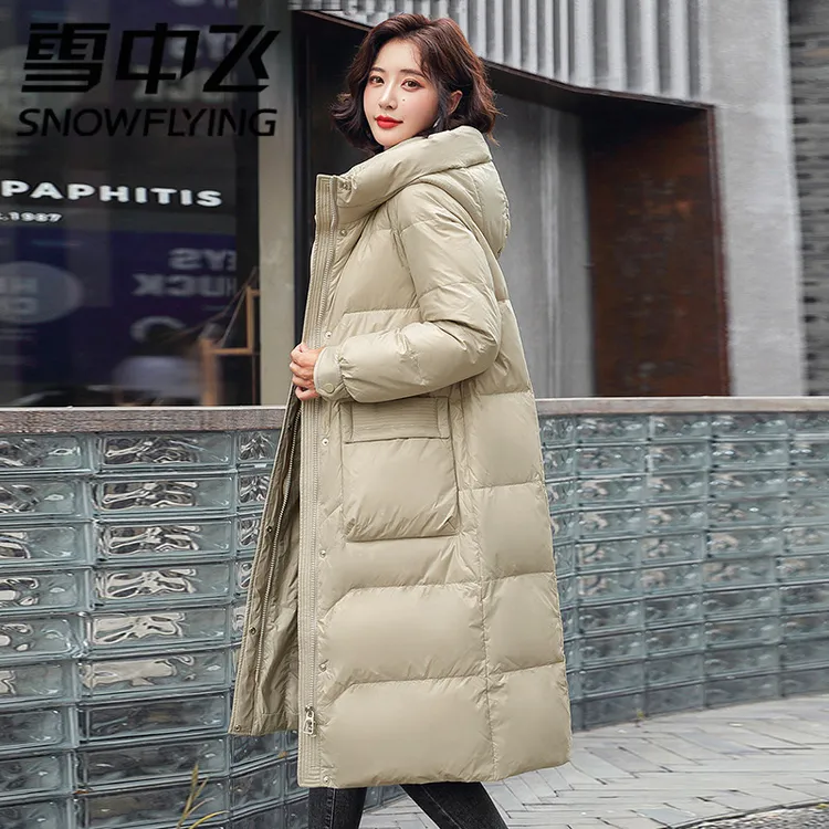 雪中飞2025年冬装新款加厚中长款连帽保暖时尚气质女士外套
