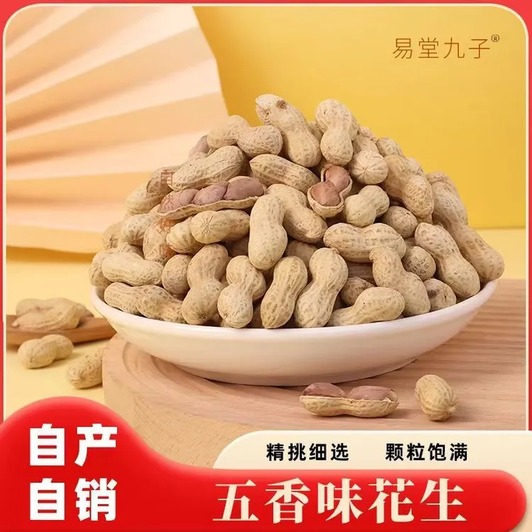 水煮白晒带壳花生蒜香五香酥脆坚果炒货